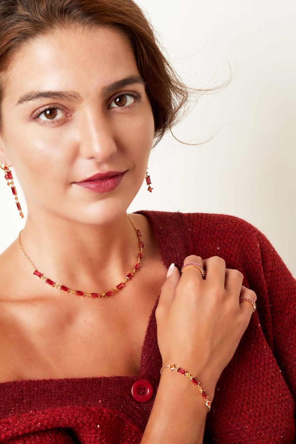 Collar piedras de colores - colección Sparkle Fucsia Cobre h5Imagen3